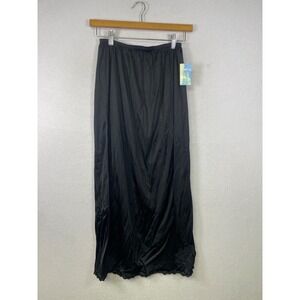 Heavenly Secrets NWT Black Full Slip Lace Trim Maxi Skirt Style L 36